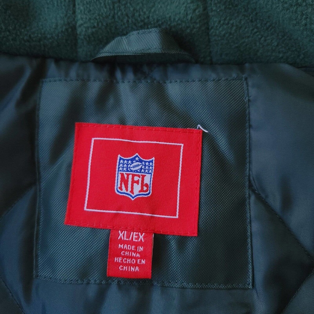 NY New York JETS NFL Oversized Green Zip Up Hoodie On Field Jacket Coat Size XL - Picture 4 of 16